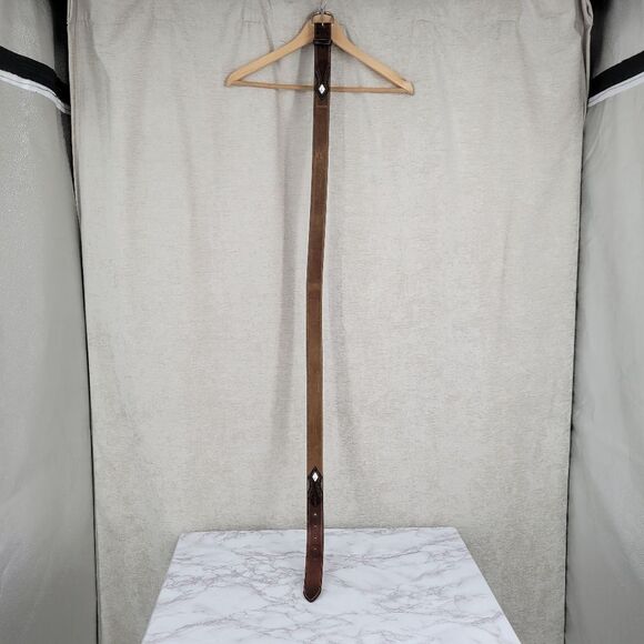 Nocona Men's Tan Top Hand Leather Western Belt with Concho Laced Billet - Picture 12 of 14